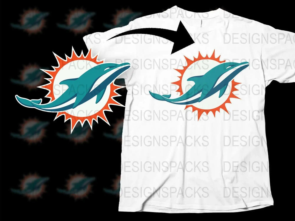 Miami Dolphin-Inspired T-Shirt, Vibrant Aqua and Orange Football Graphic Tee, Unisex Sports Apparel