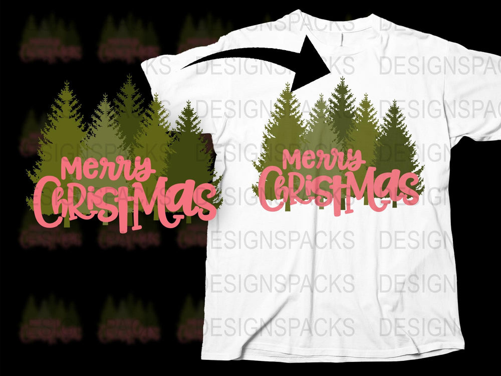 Merry Christmas Tree Graphic T-Shirt, Festive Holiday Casual Wear, Unisex Xmas Tee Design