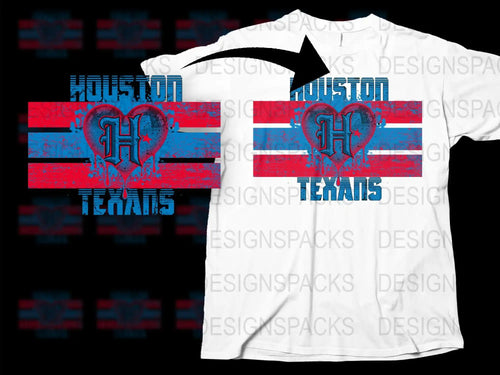 Houston Texas T-Shirt, Graphic Tee with Heart Design, Red Blue White, Urban Style, Casual Wear