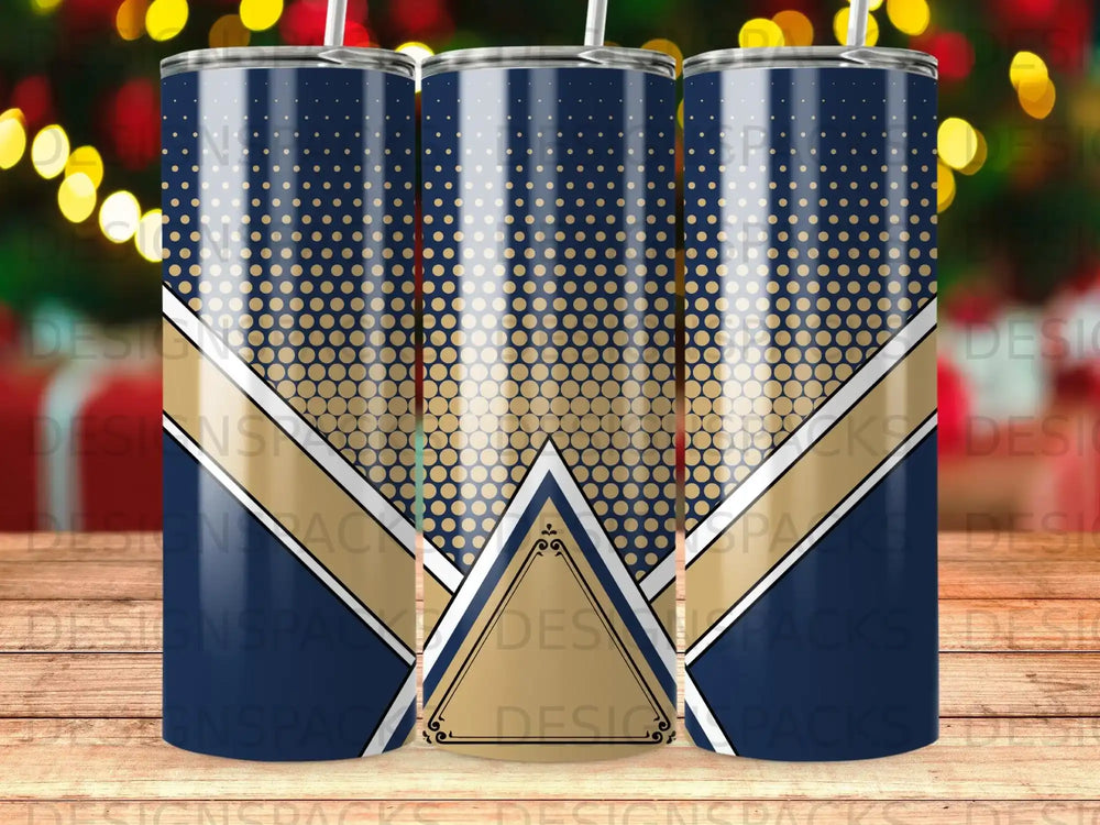Navy Gold Halftone Dots Geometric Stripe Tumbler product type