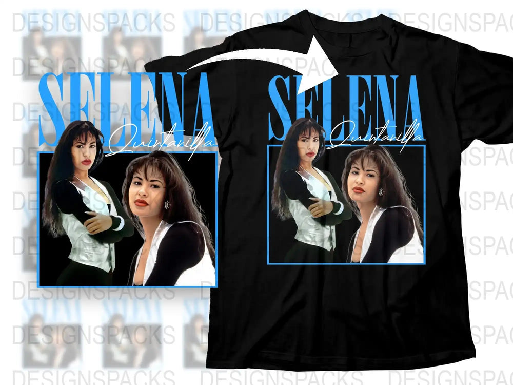 Selena Quintanilla Graphic T-Shirt, Vintage Pop Star Tee, Black Cotton Shirt with Celebrity Print, Music Icon Apparel, Gift for Fans