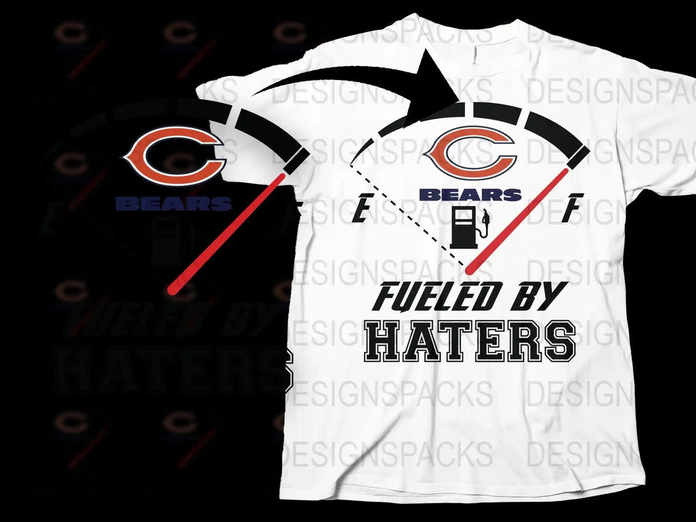 Chicago Bears Inspired T-Shirt, Fueled by Haters Graphic Tee, Sports Fan Apparel, Football Season Gift