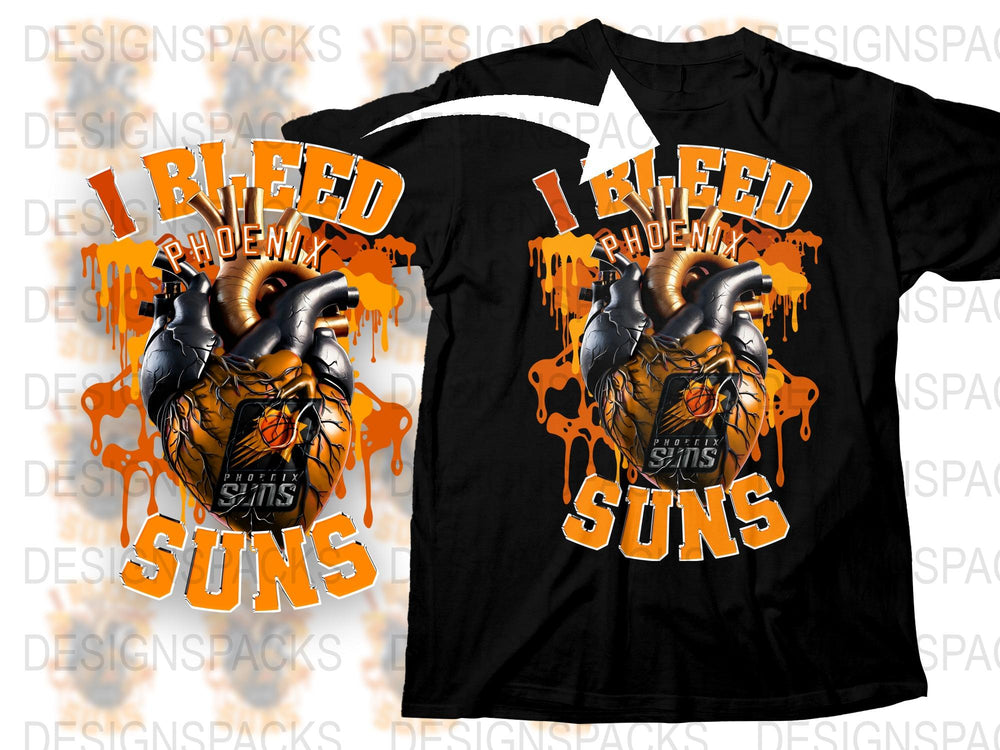 Phoenix Suns T-Shirt, I Bleed Phoenix Graphic Tee, Basketball Fan Apparel, Sports Team Support Shirt, Bold Orange and Black Design