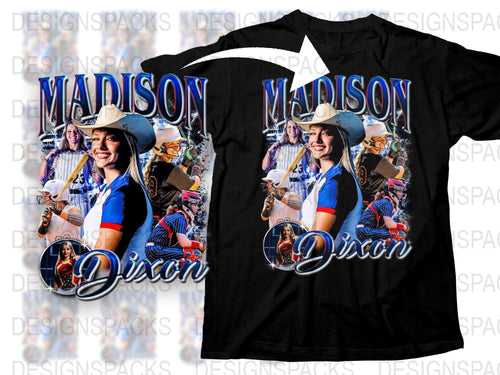 Madison Dixon Country Music Fan Custom T-Shirt, Personalized Graphic Tee with Cowboy Hat Design