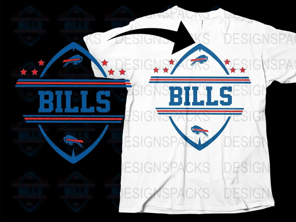 Buffalo Sports Fan T-Shirt, Blue and Red Team Logo, Casual Wear, Gift for Football Fans