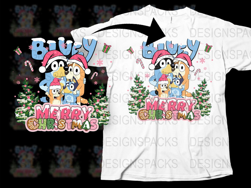 Cute Cartoon Family Christmas T-Shirt, Festive Holiday Tee, Kids and Adults Matching Outfit