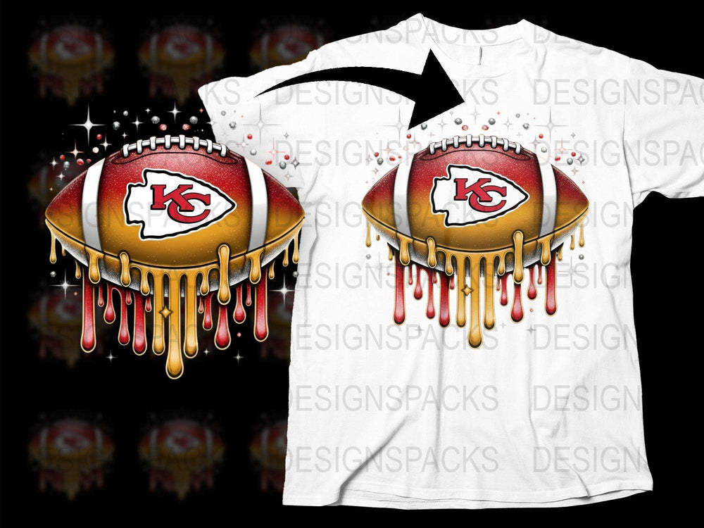 Kansas City Football Team Graphic T-Shirt, Dripping Paint Design, Sports Fan Apparel, Unisex Casual Wear