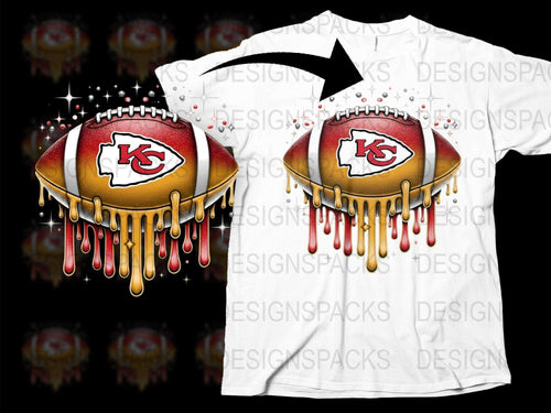 Kansas City Football Team Graphic T-Shirt, Dripping Paint Design, Sports Fan Apparel, Unisex Casual Wear