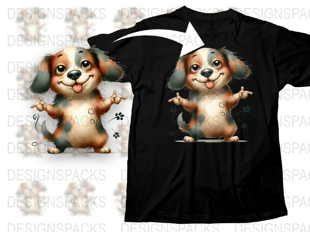 Cute Dog T-Shirt, Funny Cartoon Puppy Graphic Tee, Unisex Animal Print Shirt for Dog Lovers, Casual Wear