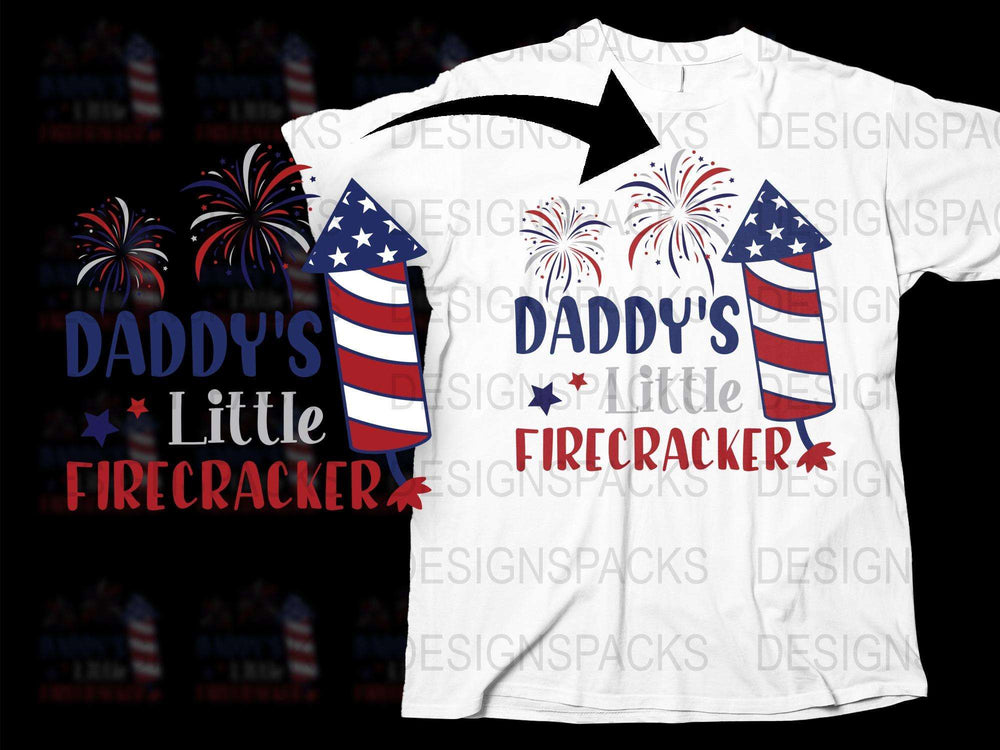 Daddy's Little Firecracker T-Shirt, Patriotic Kids Tee, Fourth of July Family Outfit, American Flag Design, Festive Holiday Wear