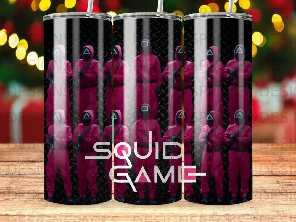 Squid Game Pink Masked Figures Geometric Shapes Tumbler product type