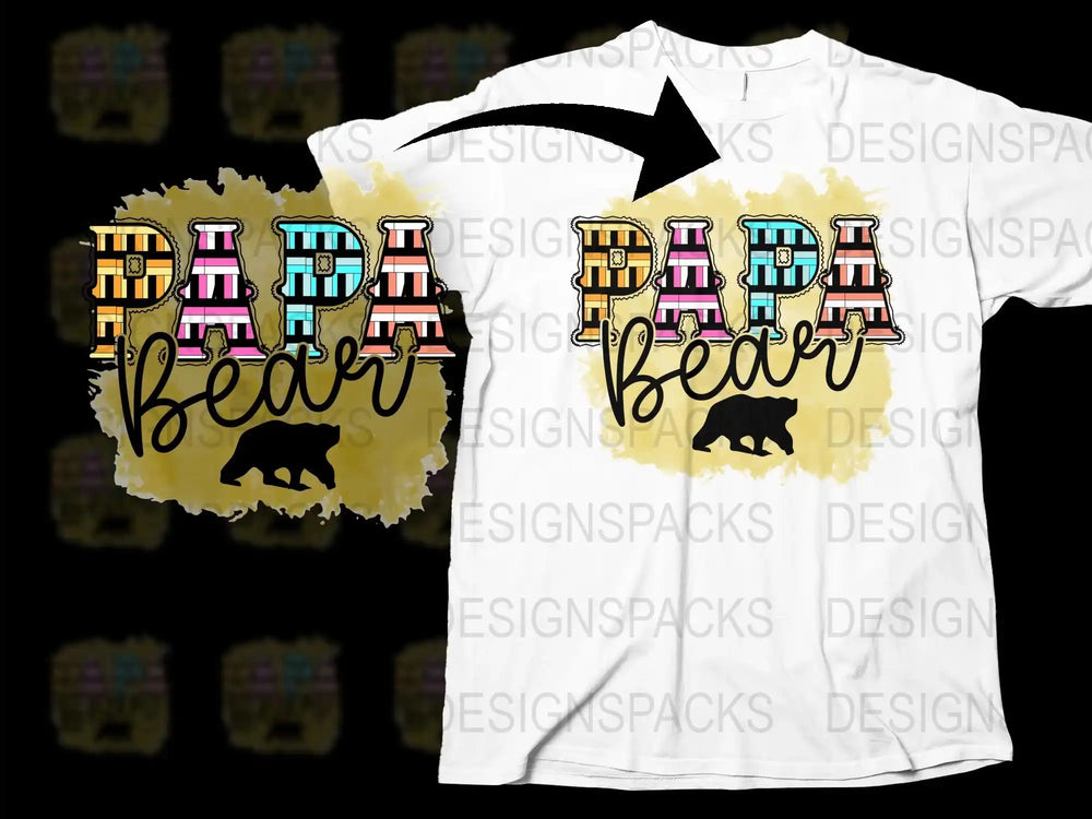 Papa Bear T-Shirt, Paris Tower Graphic Tee, Family Matching Outfit, Vintage Black Bear Design Shirt