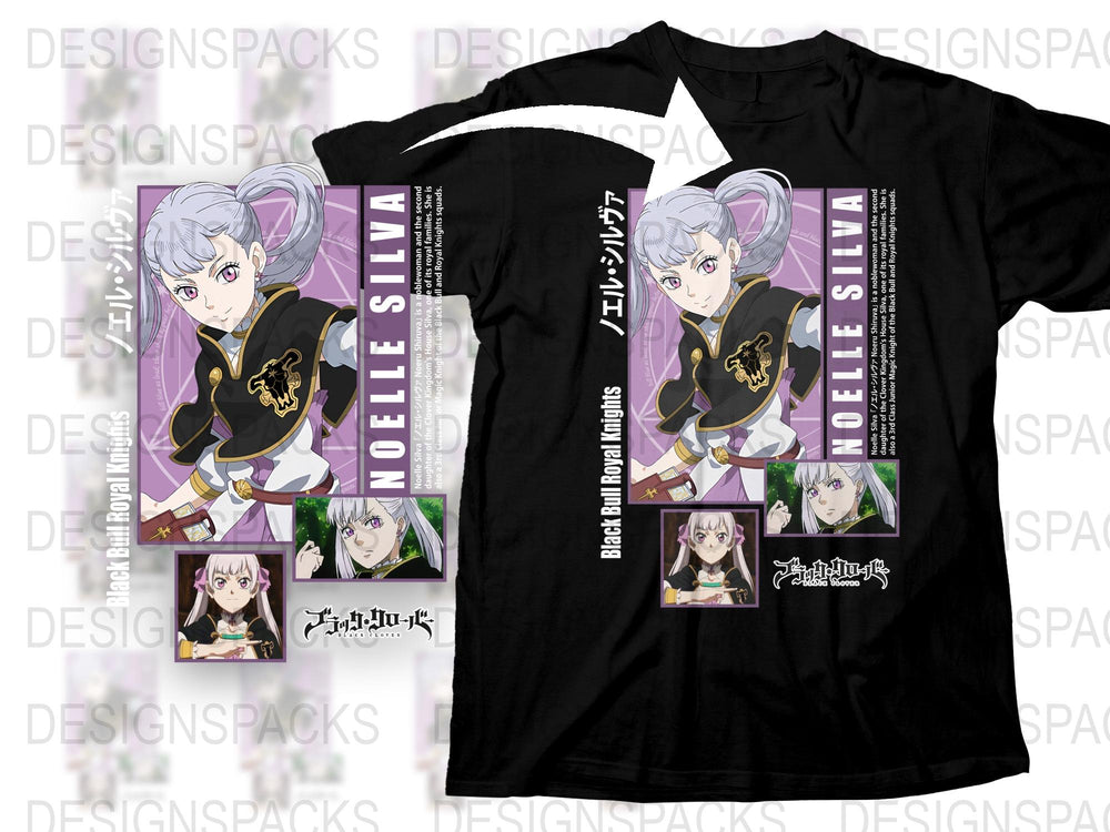 Noelle Silva Anime T-Shirt, Black Cotton Tee, Manga Character Graphic, Unisex Japanese Style Apparel