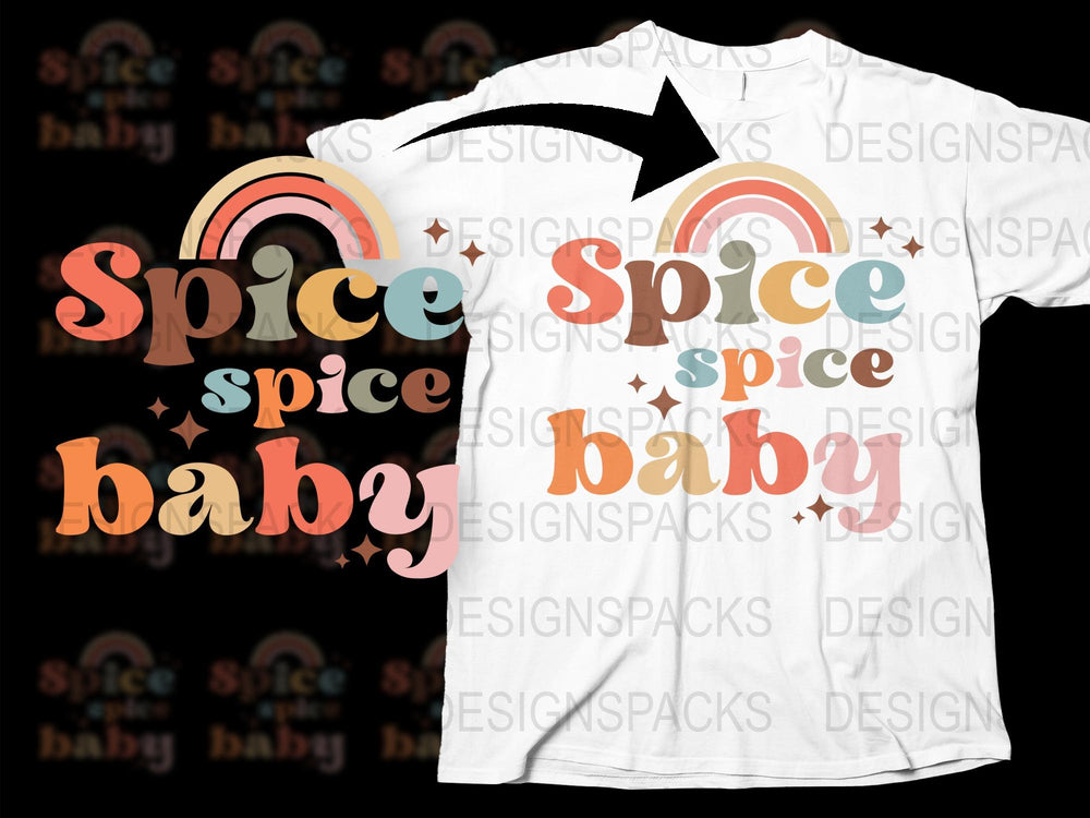 Spice Spice Baby T-Shirt, Retro Rainbow Graphic Tee, Unisex Vintage Inspired Casual Shirt