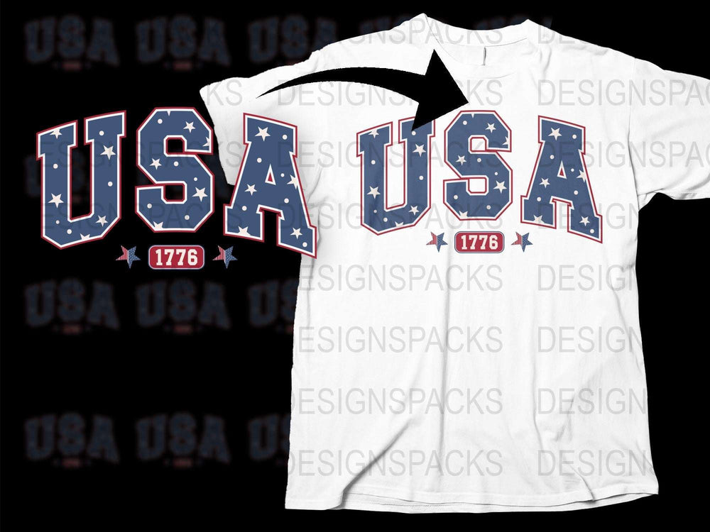 USA 1776 Patriotic T-Shirt, American Flag Colors, Independence Day Apparel, Unisex Fashion, Stars and Stripes Design