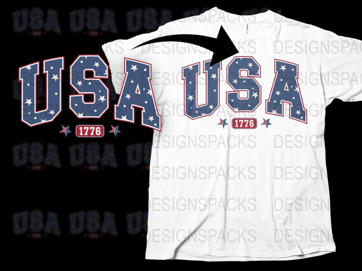 USA 1776 Patriotic T-Shirt, American Flag Colors, Independence Day Apparel, Unisex Fashion, Stars and Stripes Design