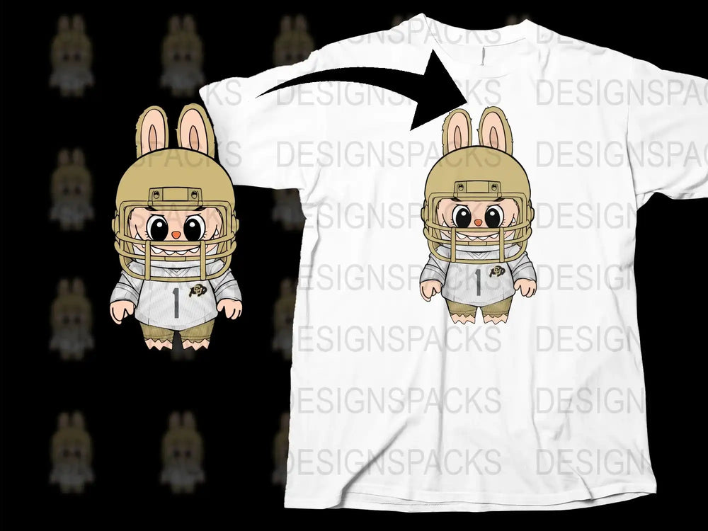 Cute Cartoon Rabbit Football Player T-Shirt, Unisex Kids Sports Graphic Tee, Gift for Children