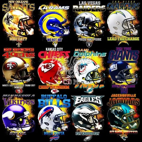 33 Football Helmets V2 Designs Bundle PNG designspacks