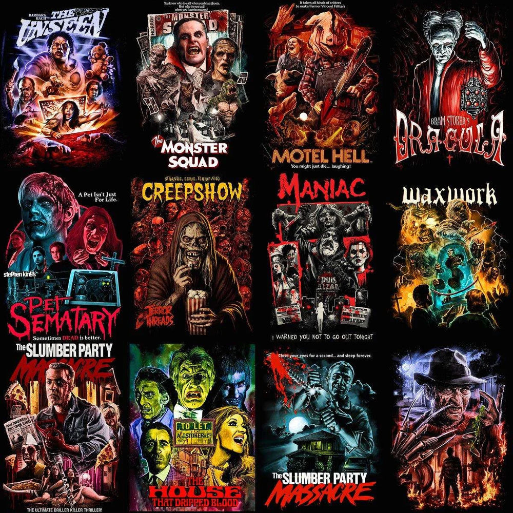 33 Halloween Horror Halftone Designs Bundle PNG