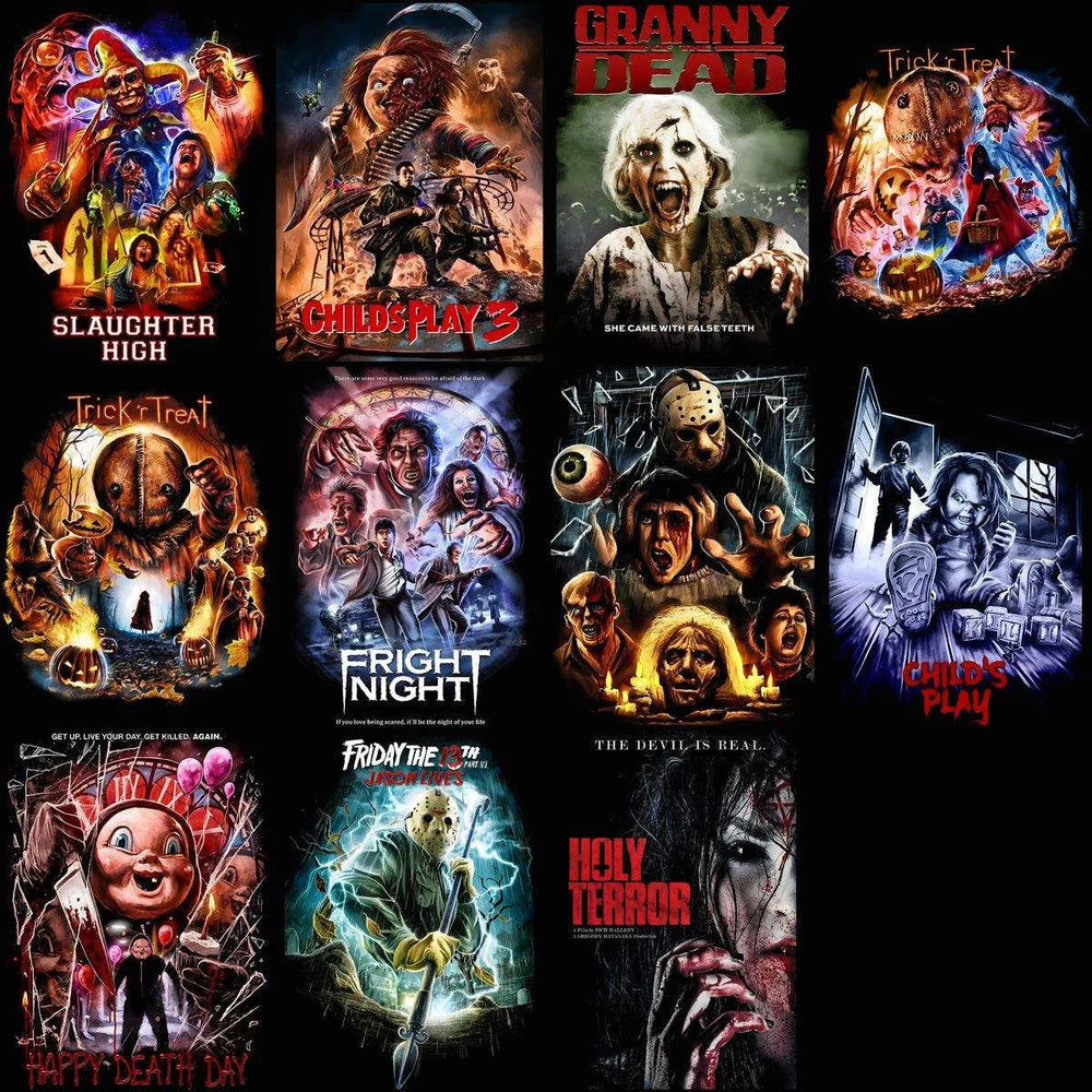 33 Halloween Horror Halftone Designs Bundle PNG
