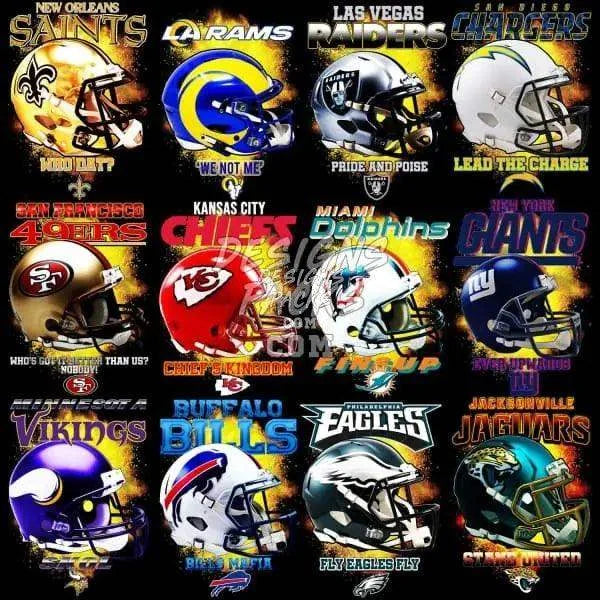 33 Football Helmets V2 Designs Bundle PNG