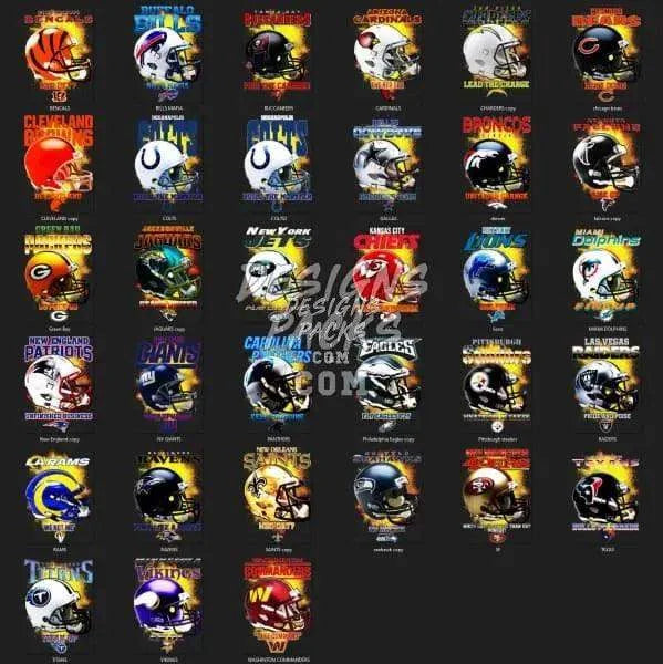 33 Football Helmets V2 Designs Bundle PNG