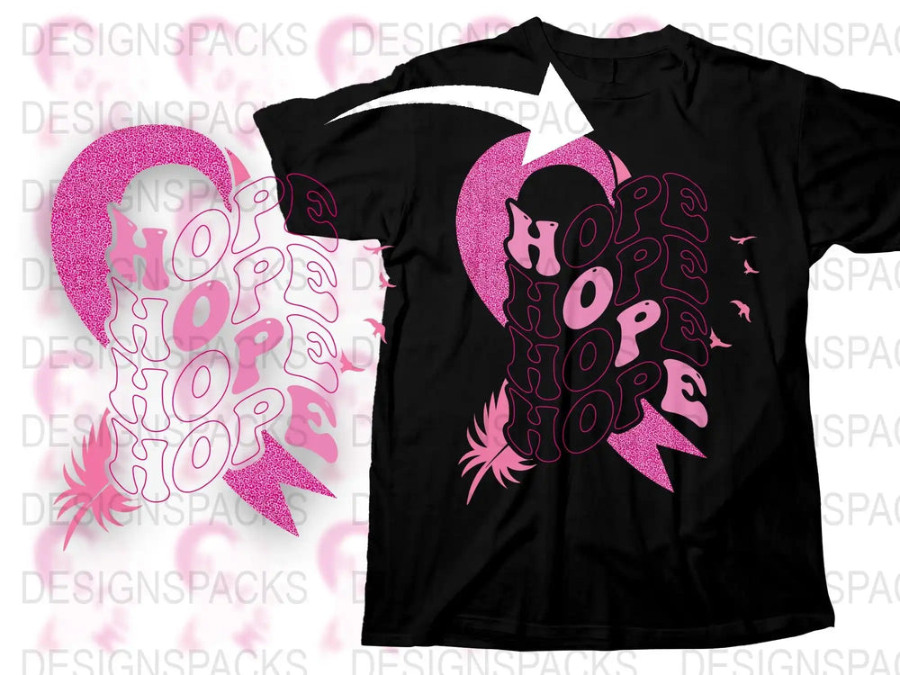 Hope Breast Cancer Awareness T-Shirt Pink Ribbon Graphic Tee Support October