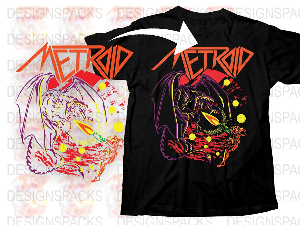 Metroid Inspired Graphic T-Shirt, Retro Video Game Tee, Samus Aran Design, Black Cotton Shirt