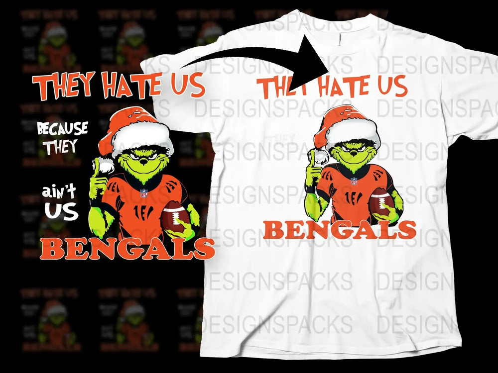 Bengals Football T-Shirt, Cartoon Monster Fan Gear, Unique Sports Apparel, Vibrant Orange and White Design