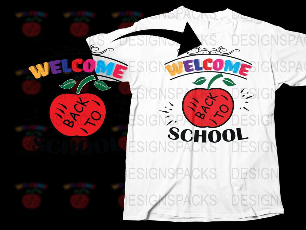Welcome Back to School T-Shirt, Apple Graphic, Teacher Student Gift, Unisex White Tee
