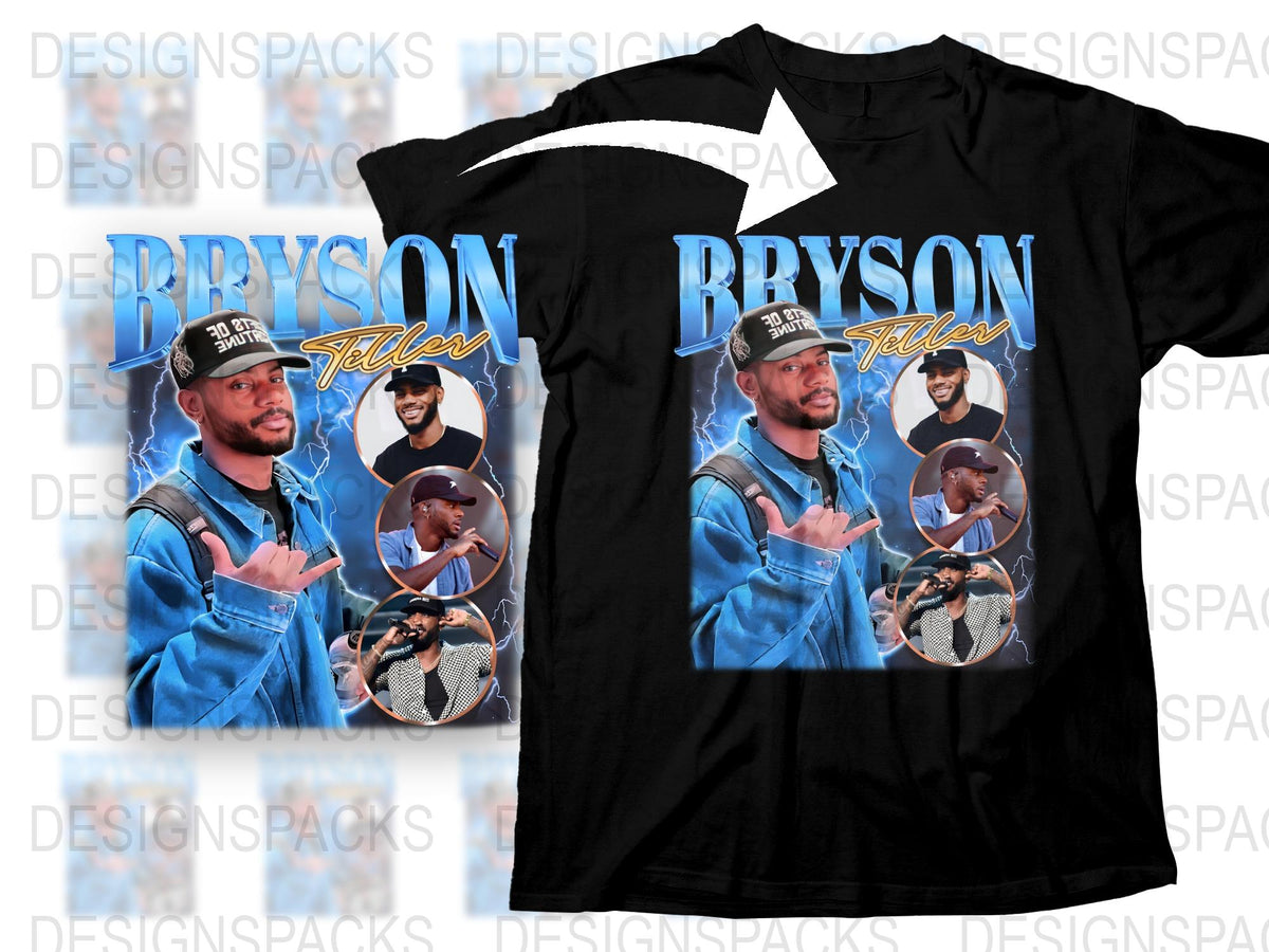 Bryson Tiller Inspired T-Shirt, Black Graphic Tee, Hip-Hop Artist Fan Merchandise, Multiple Poses Design