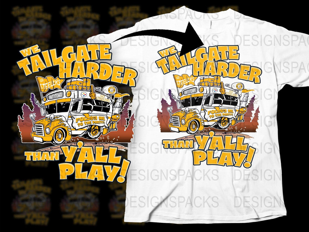 Tailgate Harder Than Y'all Play T-Shirt, Vibrant Sports Fan Graphic Tee, Unisex Casual Game Day Shirt