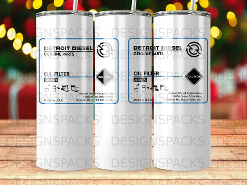 Three Detroit Diesel oil filter product labels showing part number 23530573 and 