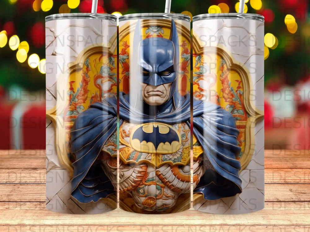 Batman chest bust with elaborate costume details against ornate background.