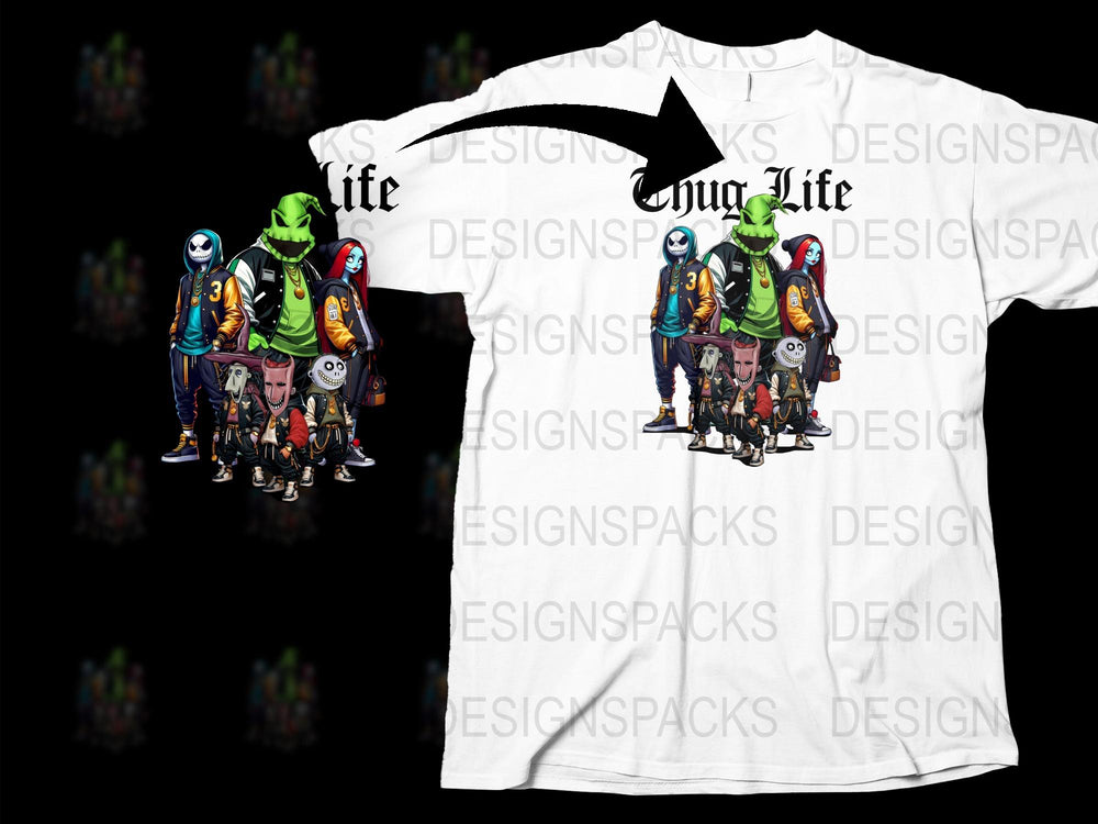 Colorful Cartoon Character T-Shirt, Thug Life Urban Style Tee, Unisex Graphic T-Shirt for All Ages