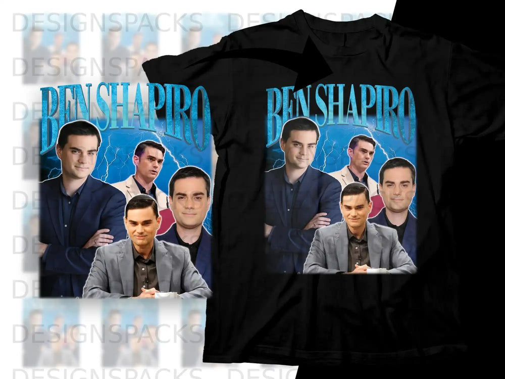 Ben Shapiro collage on black t-shirt.