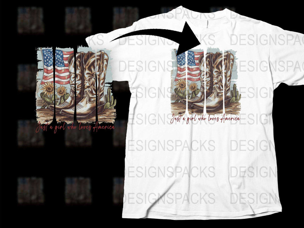 Patriotic Cowboy Boots USA Flag Graphic T-Shirt, American Flag Print, Casual Summer Tee, Unisex Fashion Top