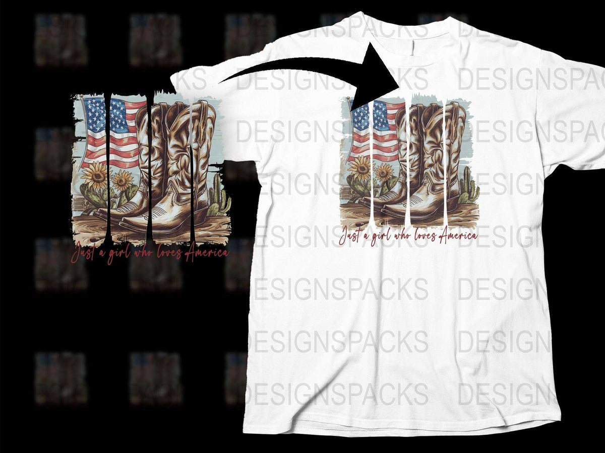 Patriotic Cowboy Boots USA Flag Graphic T-Shirt, American Flag Print, Casual Summer Tee, Unisex Fashion Top