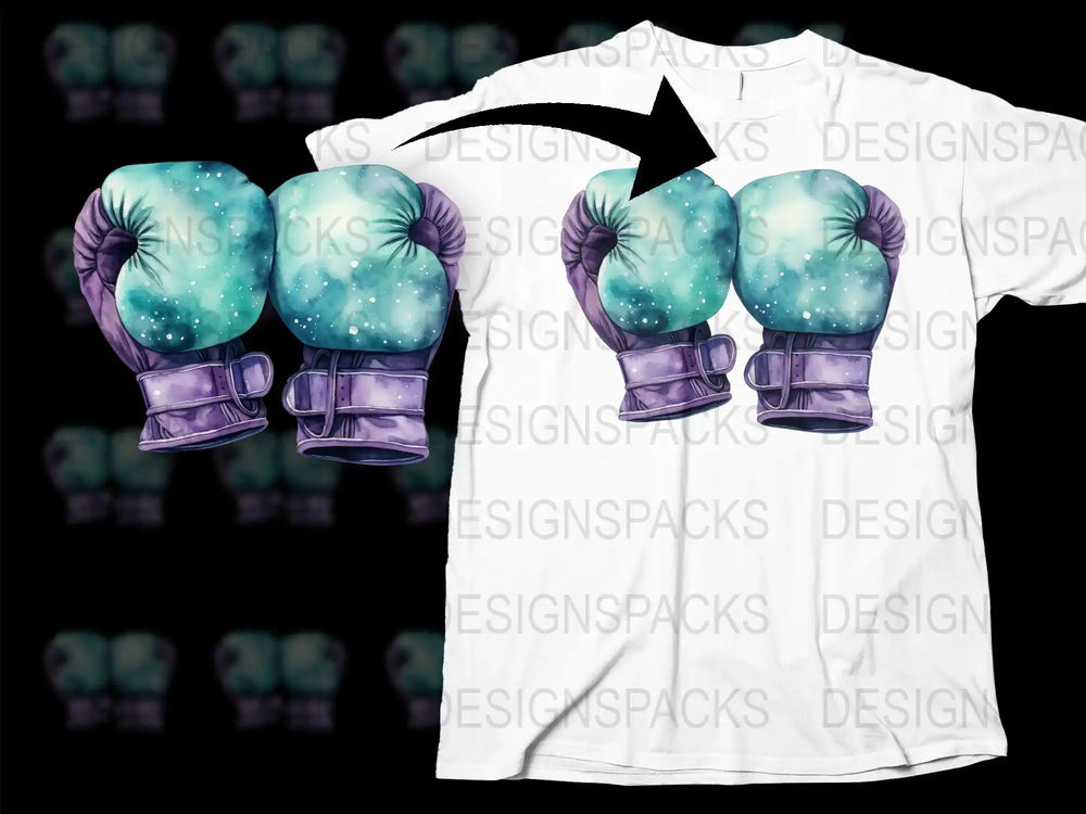 Galaxy Print Boxing Gloves T-Shirt for Men, Women | Trendy Cosmic Fight Gear Tee