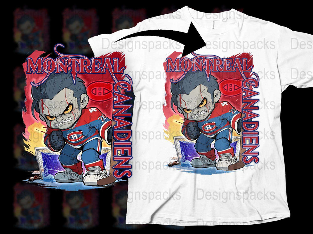 Montreal Canadiens T-Shirt, Cartoon Hockey Player Design, Men's Graphic Tee, Sports Fan Gift, Unique Hockey Apparel, Collector's Item
