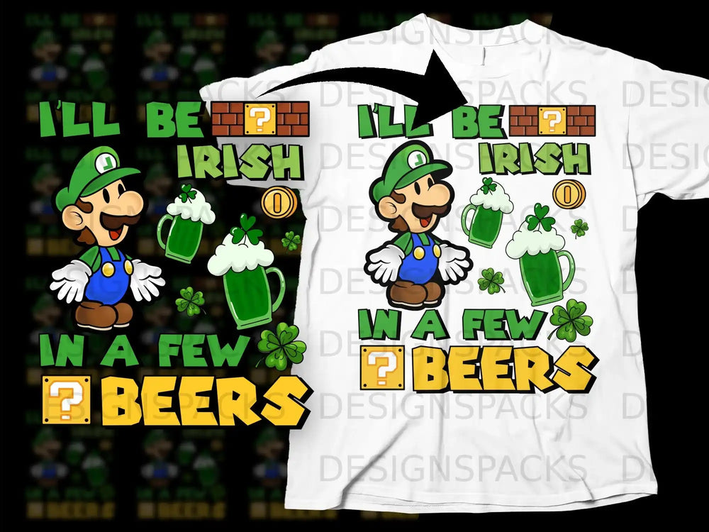 Luigi Ill Be Irish In A Few Beers Shamrocks Green Beer product type