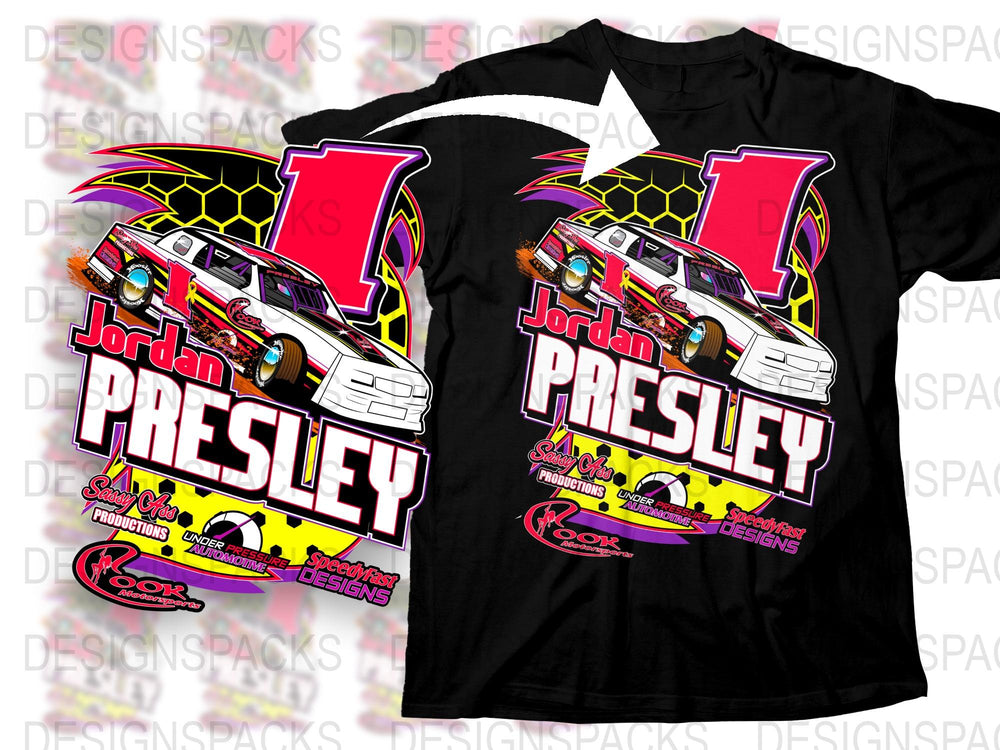 Vintage Race Car T-Shirt, Jordan Presley Racing Graphic Tee, Motorsport Streetwear, Retro Inspired Race Car Apparel for Unisex
