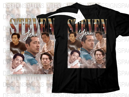 Steven Yeun Fan Art T-Shirt, Unique Collage Graphic Tee, Movie Star Fashion, Unisex Clothing