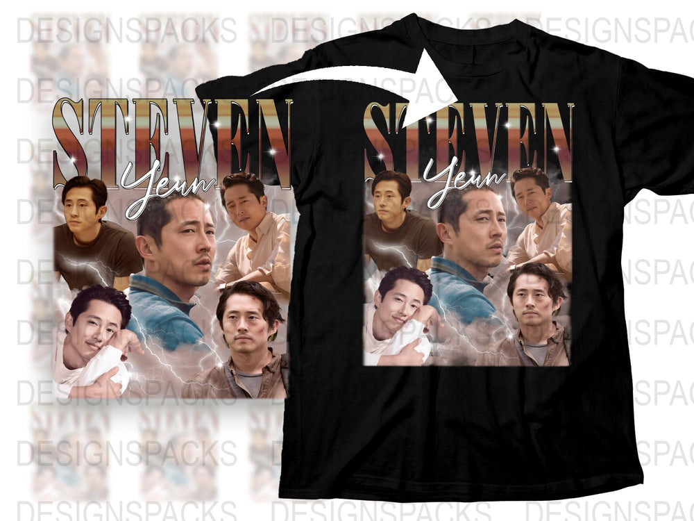 Steven Yeun Fan Art T-Shirt, Unique Collage Graphic Tee, Movie Star Fashion, Unisex Clothing
