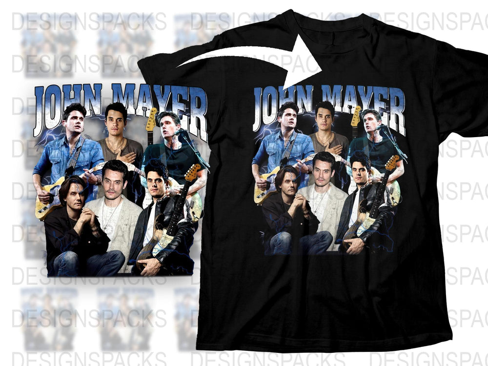 John Mayer Graphic T-Shirt, Vintage Concert Tee, Multiple Poses, Music Fan Apparel, Black Cotton Shirt