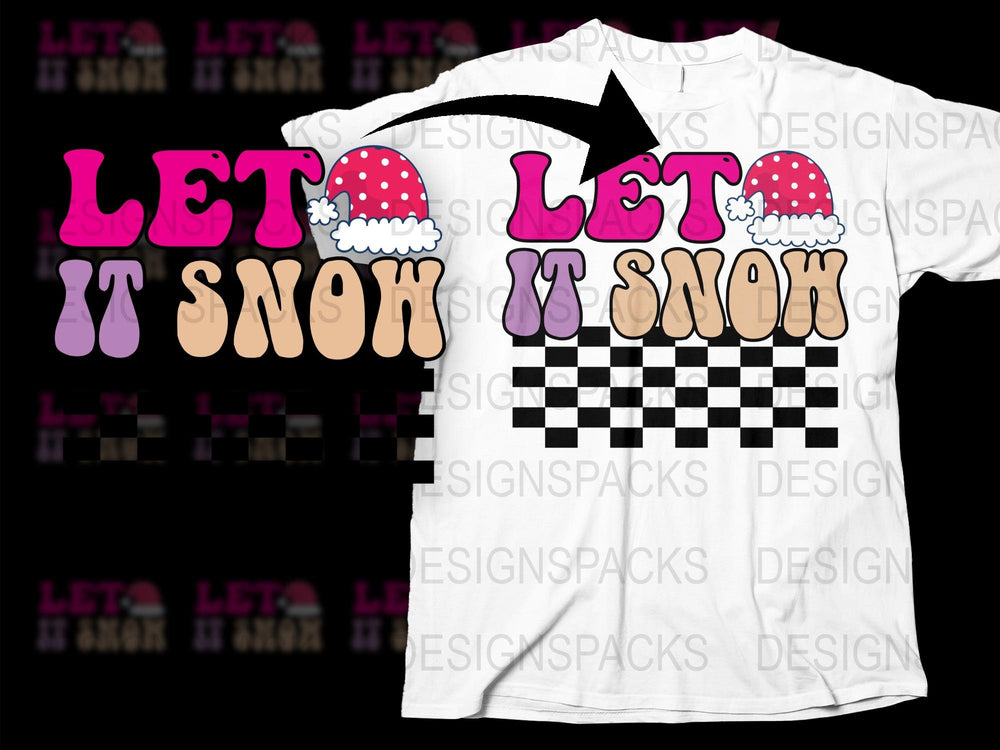 Let It Snow Chess Board T-Shirt, Funny Winter Holiday Chess Lover Gift, Unique Christmas Graphic Tee