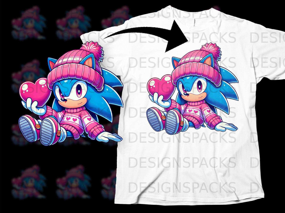 Adorable Blue Character in Winter Outfit T-Shirt