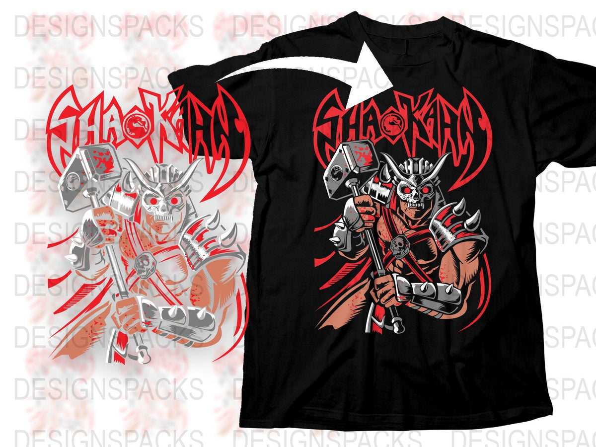 Heavy Metal Band T-Shirt, Shok Paris Inspired Design, Vintage Warrior Graphic Tee, Red and Black, Unisex Rock Shirt