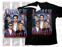 Load image into Gallery viewer, Andrew Garfield collage t-shirt with text.
