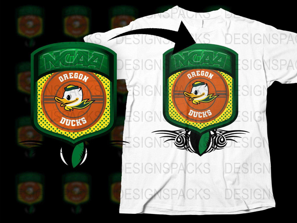 Oregon Ducks NCAA Football Team Logo Graphic T-Shirt, Green and White Sports Fan Apparel